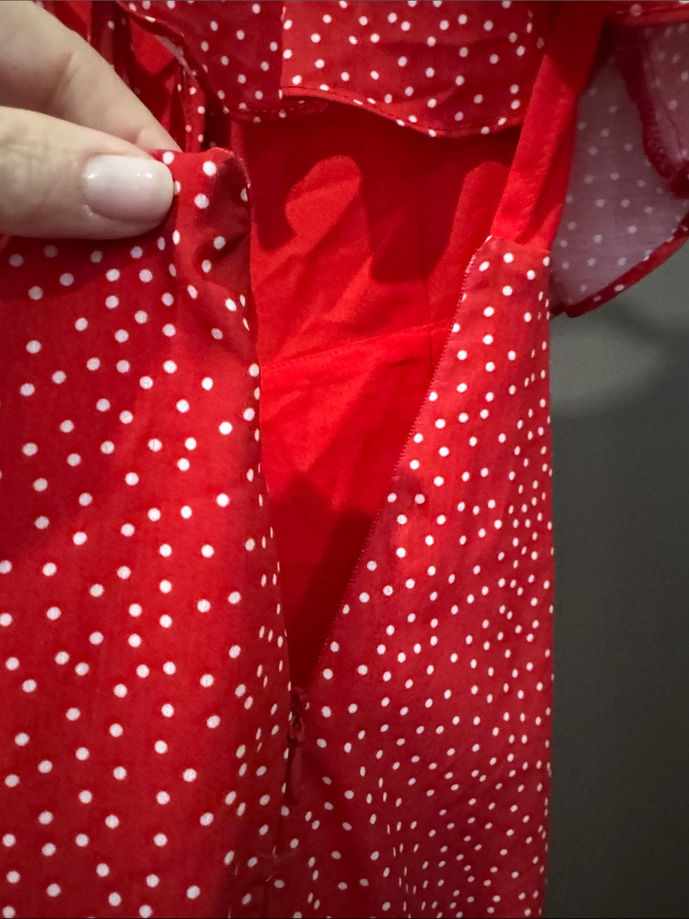 Red Polka Dot Tie-Front Dress - Picture 4 of 5